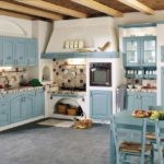 Голубые фасады кухонного гарнитура