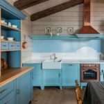 Голубые фасады кухонной мебели
