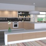 Дизайн кухни частного дома с панорамными окнами