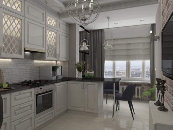 Дизайн квадратной кухни 9 кв м с балконом фото
