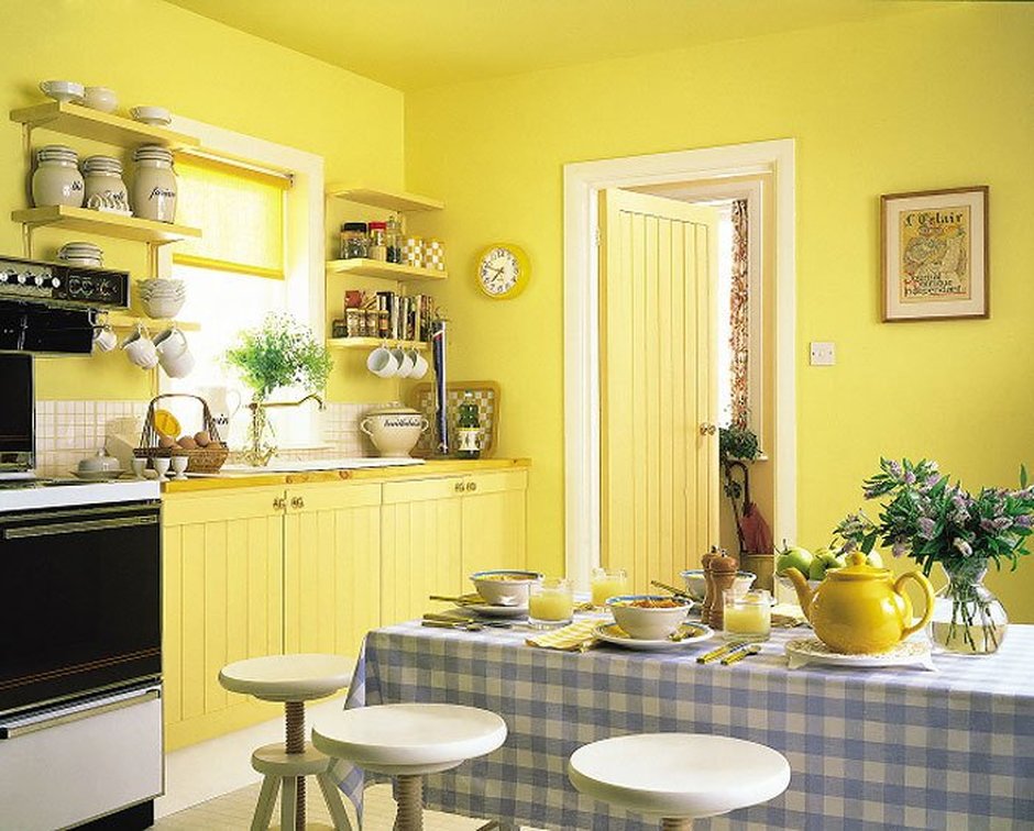 Кухни с покрашенными стенами фото дизайн