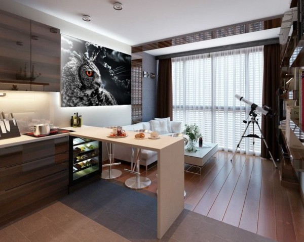 Кухня гостиная 15 кв м с диваном фото в реальной жизни