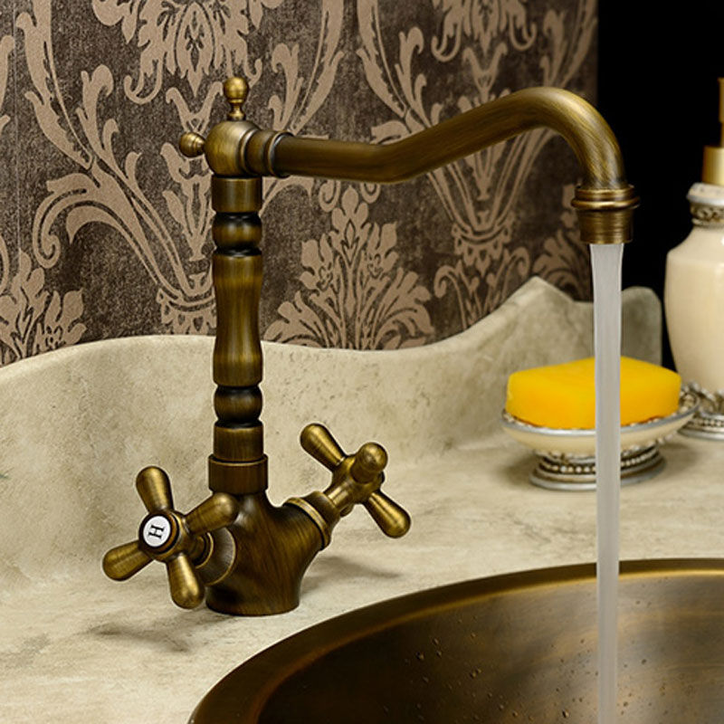Винтажный смеситель из бронзы для ванной шебби шик