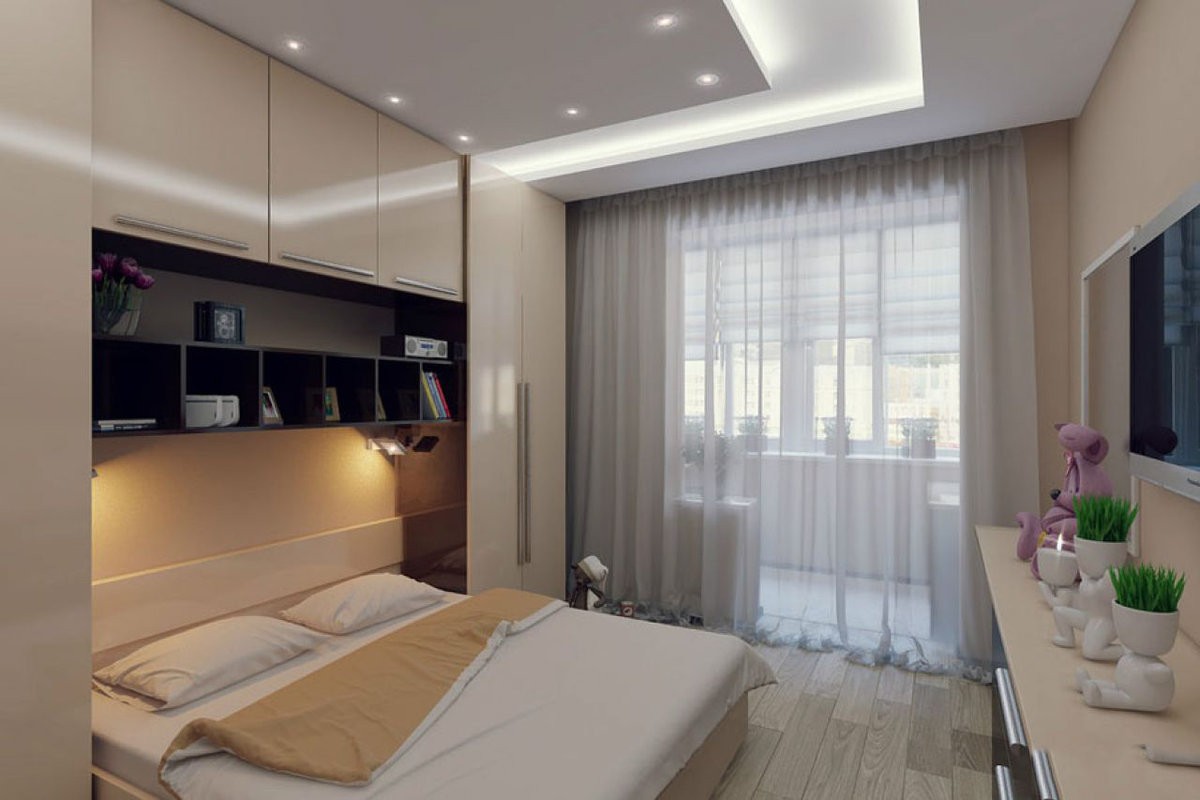 дизайн спальни 12 кв м с балконом
