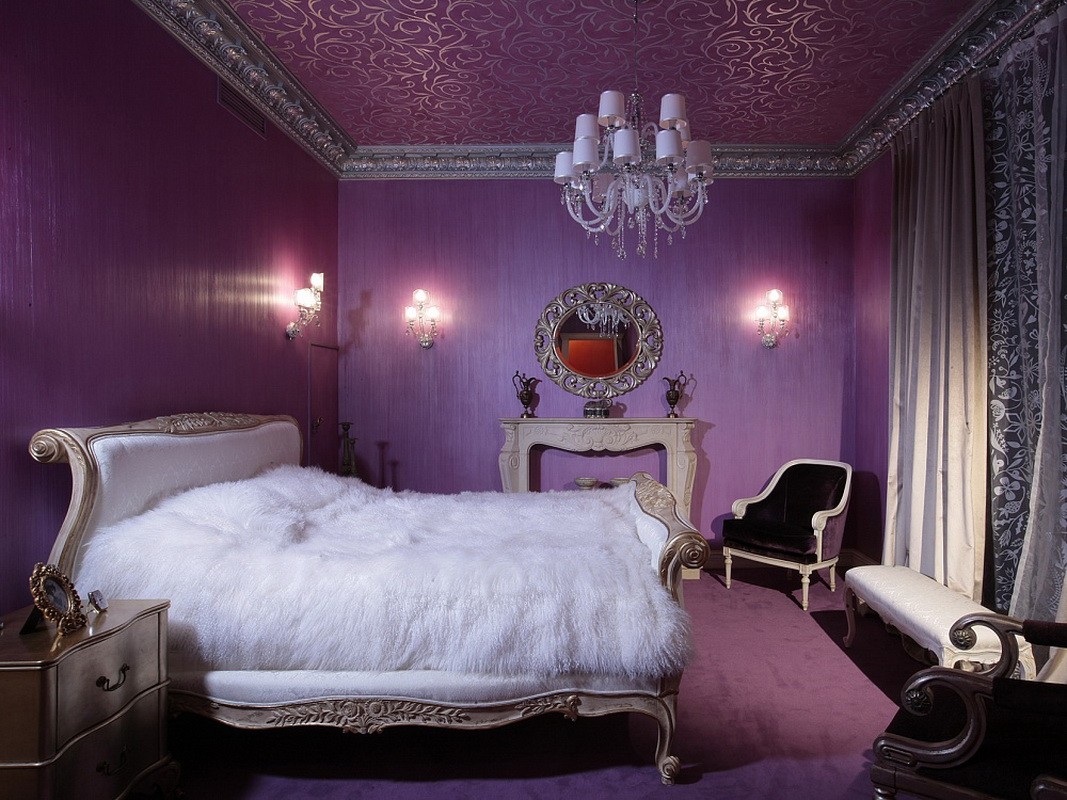 фиолетовая спальня декор идеи