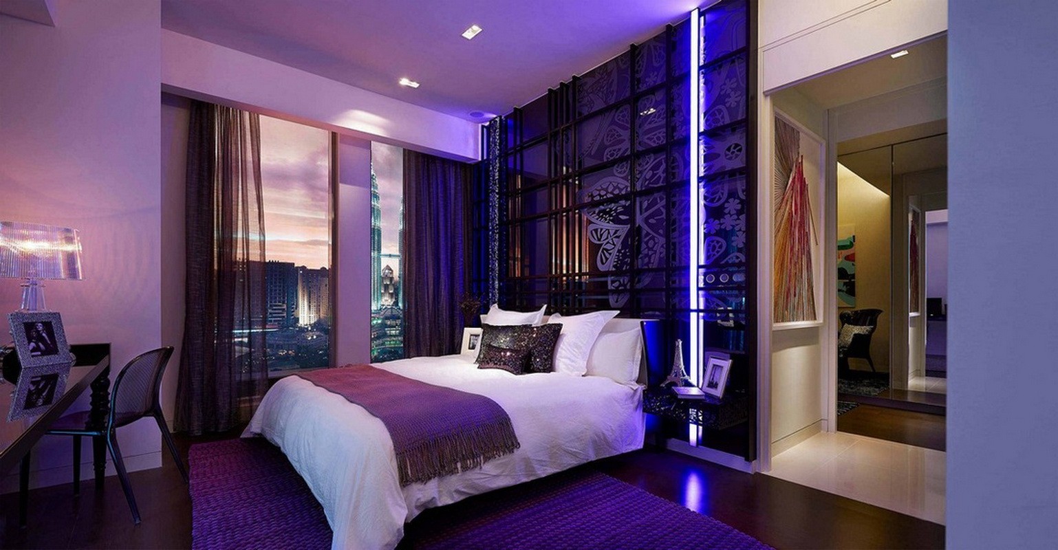 фиолетовая спальня фото дизайна
