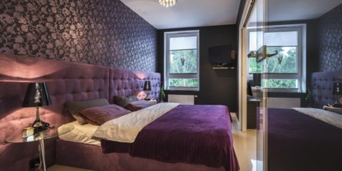 фиолетовая спальня фото оформление