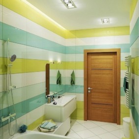 Полосатые стены в ванной комнате