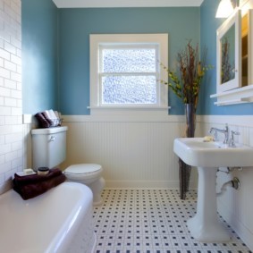 Голубой цвет в интерьере ванной
