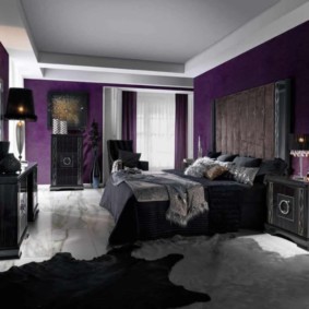 интерьер спальни в фиолетовых тонах виды