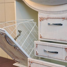 шкаф пенал с бельевой корзиной для ванной идеи дизайна