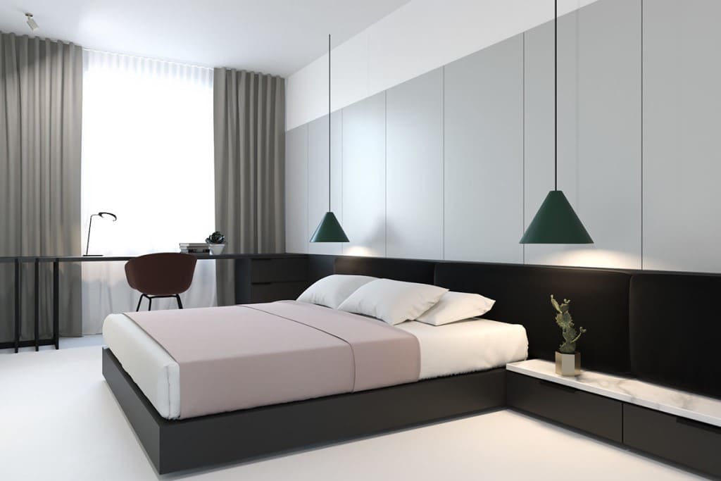 Светлая спальня дизайн минимализм