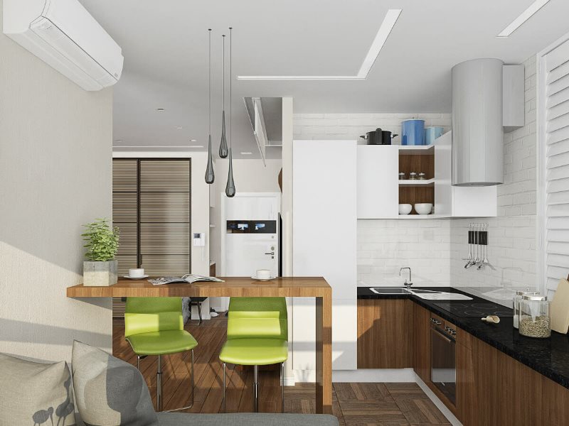 Дизайн 1 комнатной квартиры кухня гостиная