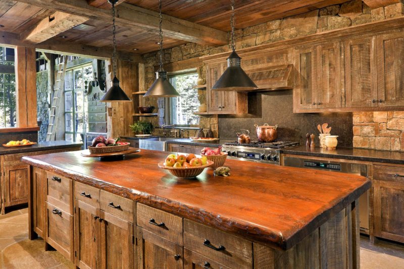 Деревянная столешница кухонного острова