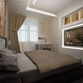 дизайн спальни 11 кв м потолок
