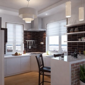 кухня с двумя окнами дизайн