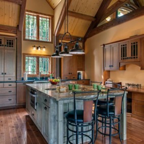 кухня в деревянном доме дизайн