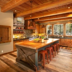 кухня в деревянном доме виды фото