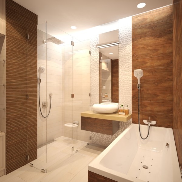Интерьер ванной комнаты из керамической плитки