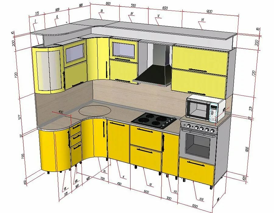 3д план кухни