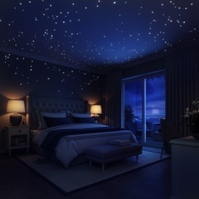 синяя спальня дизайн интерьера