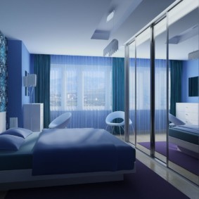 синяя спальня фото дизайна