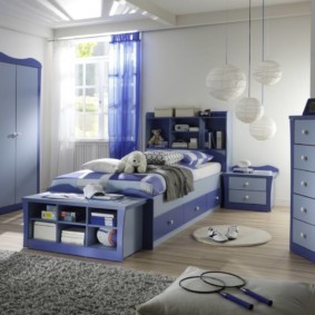 синяя спальня фото интерьер