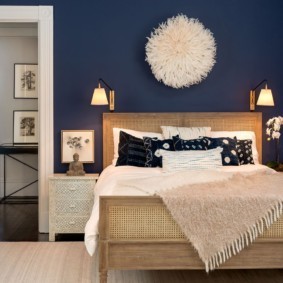 синяя спальня интерьер