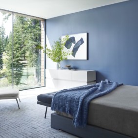синяя спальня дизайн фото