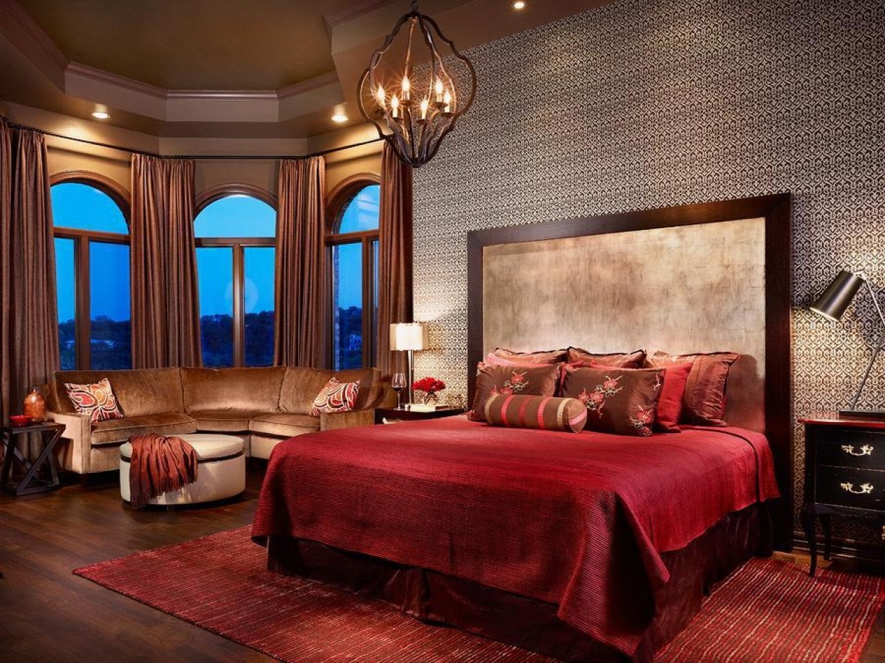 спальня в красных тонах дизайн