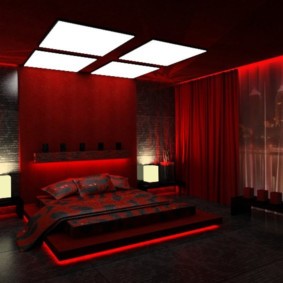 спальня в красных тонах интерьер