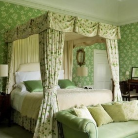 спальня в зеленых тонах интерьер фото