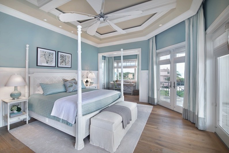 спальня в голубом цвете декор фото
