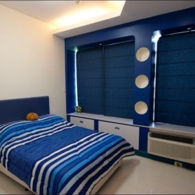 спальня в голубом цвете дизайн идеи