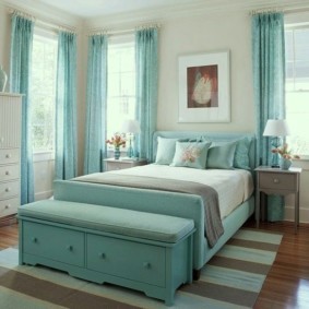 спальня в голубом цвете идеи интерьера