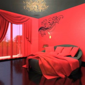 спальня в красных тонах декор фото