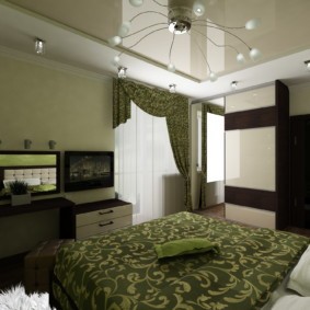 спальня в зеленых тонах декор