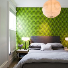 спальня в зеленых тонах фото дизайна