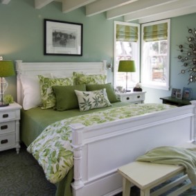 спальня в зеленых тонах идеи декор
