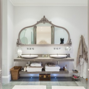 высота зеркала над раковиной в ванной идеи интерьера