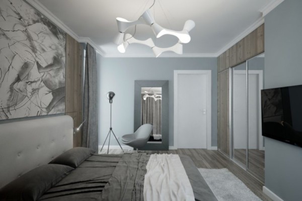 Современный дизайн спальни 15 кв