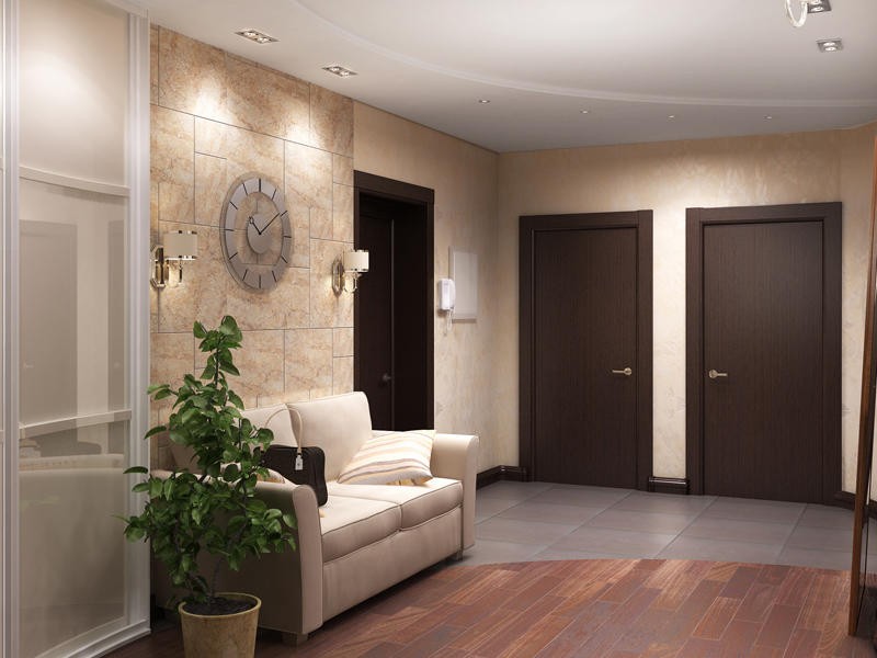 Дизайн коридора в квартире с темными дверями