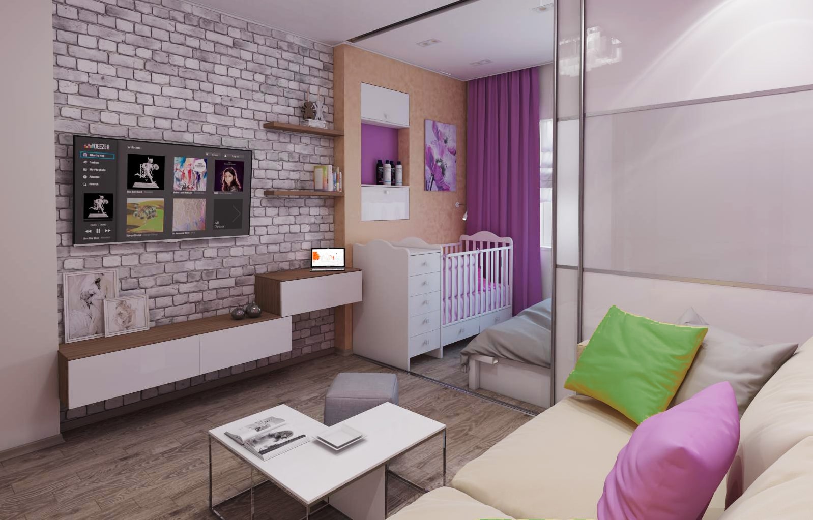 Дизайн однокомнатной квартиры с ребенком