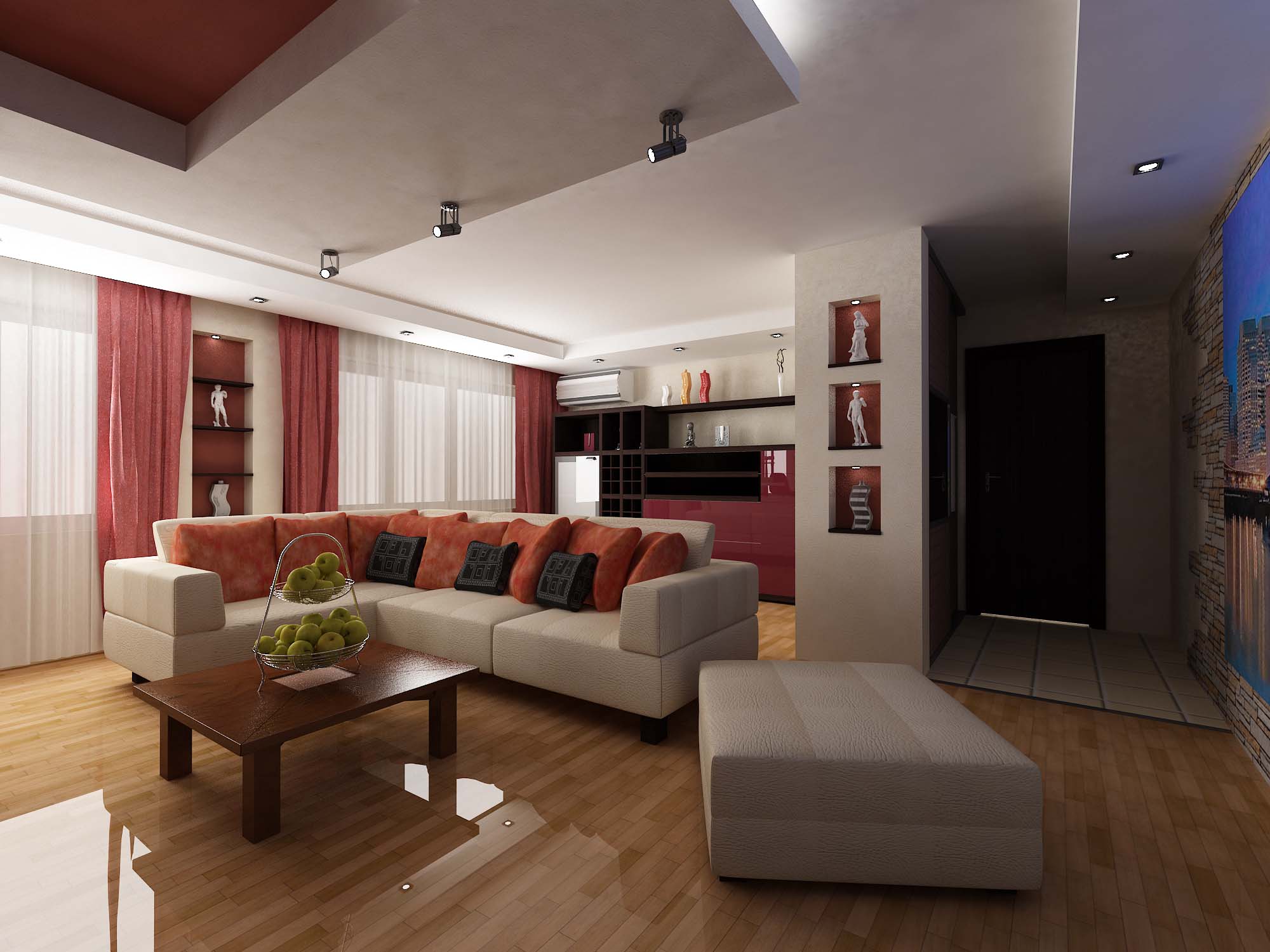 Современный дизайн интерьера квартиры студии