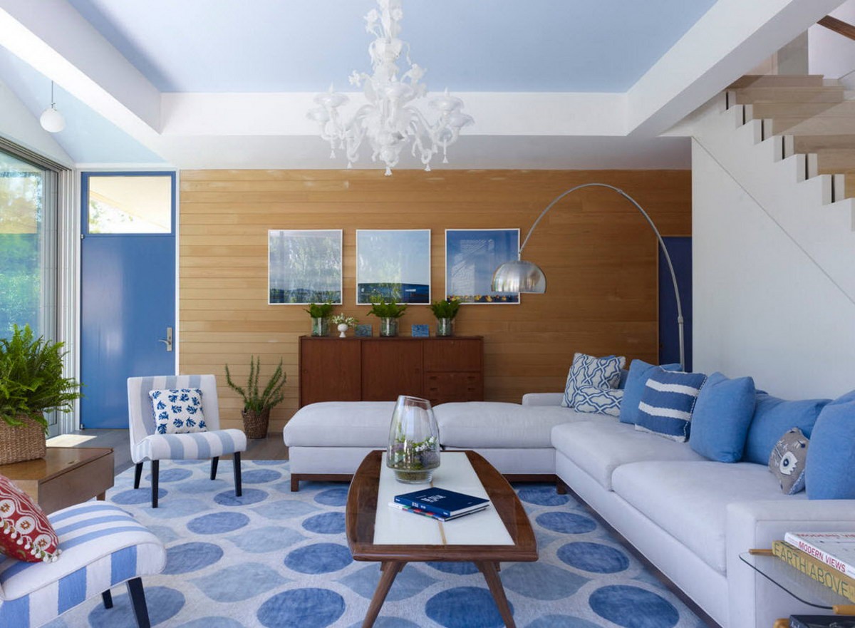 гостиная комната в голубых тонах фото декора