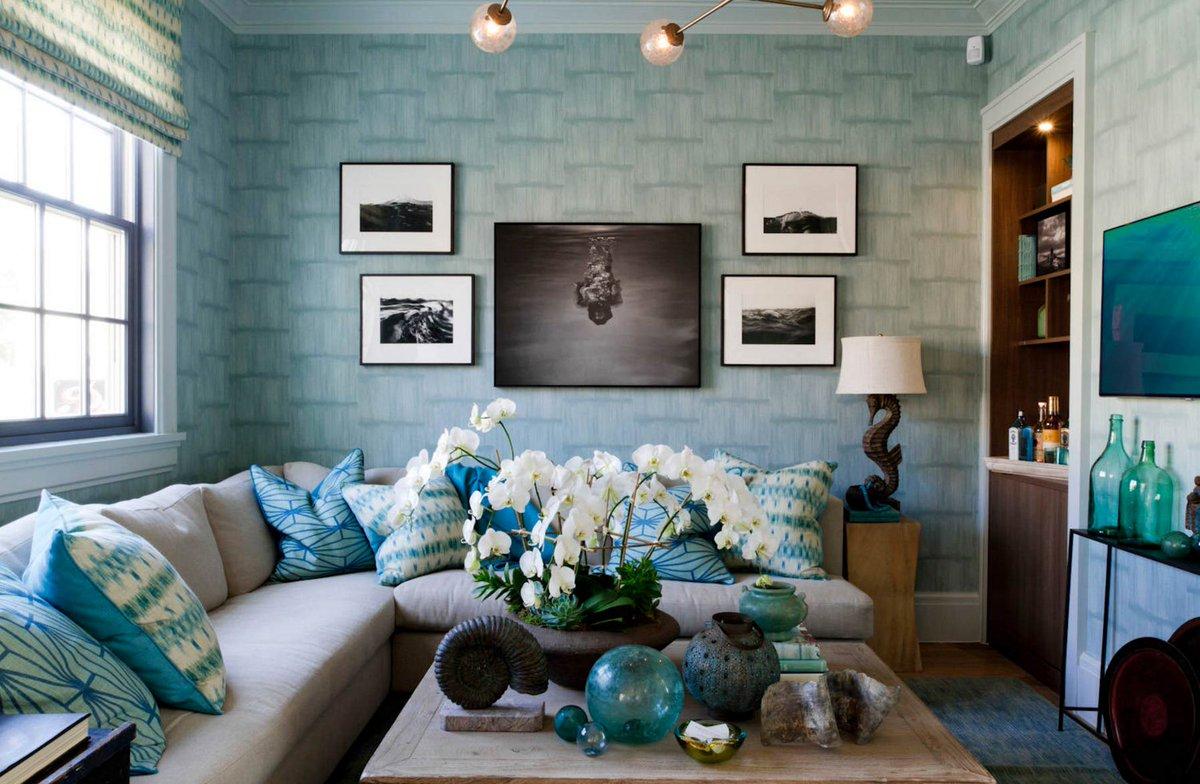 гостиная комната в голубых тонах фото дизайн