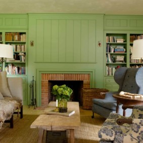 гостиная комната в зелёном цвете идеи дизайна