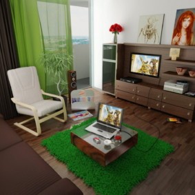 гостиная комната в зелёном цвете фото интерьера