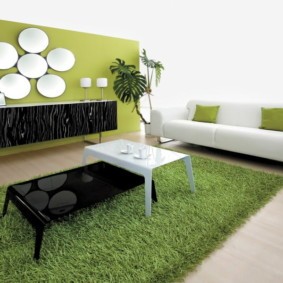 гостиная комната в зелёном цвете фото оформление