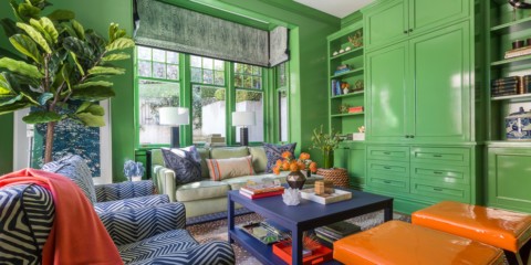 гостиная комната в зелёном цвете